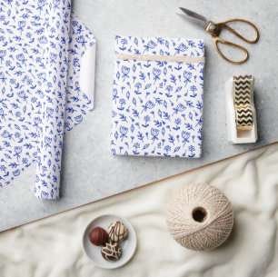 Niedlich Blau und Weiß Geschenkpapier