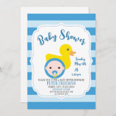 Niedlich Blau- und Weißkautschuklatex Babydusche Einladung (Vorne/Hinten)