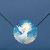 Niedlich Blau-Weiß-Wächter Angel Wasserfarbe Runder Aufkleber