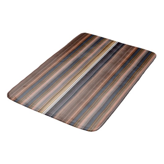 Niedlich-blaubraune Streifen Badematte (Schrägansicht)