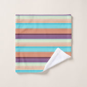 Niedlich-blaubraune Streifen Badhandtuch Set (Waschlappen)