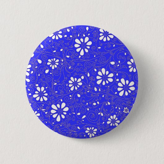 Niedlich-blaue Blume Button (Vorderseite)