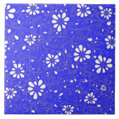 Niedlich-blaue Blume Fliese (Vorderseite)
