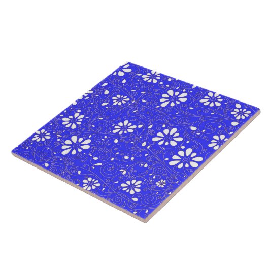 Niedlich-blaue Blume Fliese (Seite)