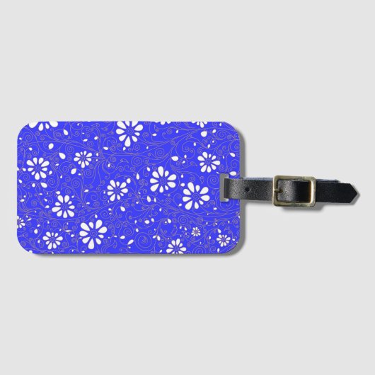 Niedlich-blaue Blume Gepäckanhänger (Vorderseite (Horizontal))