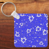 Niedlich-blaue Blume Schlüsselanhänger (Vorderseite)