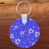 Niedlich-blaue Blume Schlüsselanhänger (Vorderseite)