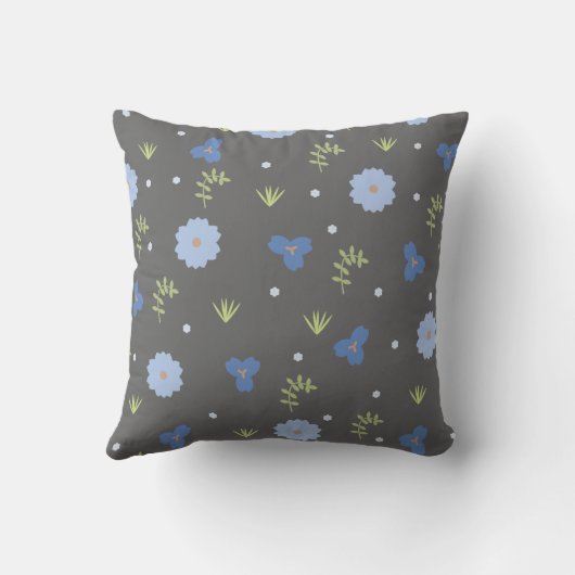 Niedlich blaue Blüte auf grauem Kissen (Rückseite)