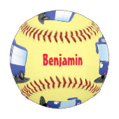 Niedlich-blaue Cartoon-Abbildung Baseball (Vorderseite)