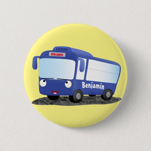 Niedlich-blaue Cartoon-Abbildung Button (Vorderseite)
