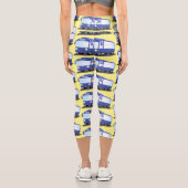 Niedlich-blaue Cartoon-Abbildung Capri Leggings (Rückseite)