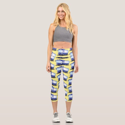 Niedlich-blaue Cartoon-Abbildung Capri Leggings (Vorderseite)