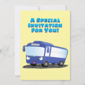 Niedlich-blaue Cartoon-Abbildung Einladung (Rückseite)