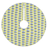 Niedlich-blaue Cartoon-Abbildung Polyester Weihnachtsbaumdecke (Vorderseite)