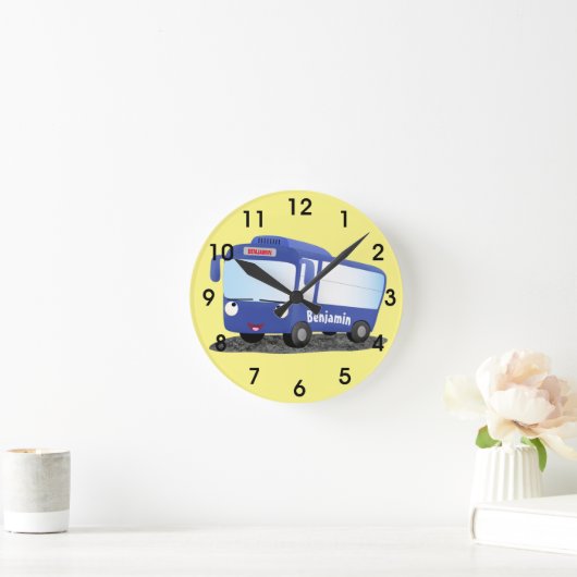 Niedlich-blaue Cartoon-Abbildung Runde Wanduhr (Zuhause)