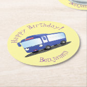 Niedlich-blaue Cartoon-Abbildung Runder Pappuntersetzer (Angewinkelt)