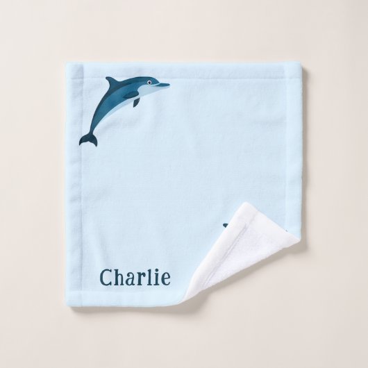 Niedlich-blaue Delfine Kinder Handtuch Badhandtuch Set (Waschlappen)