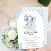 Niedlich-blaue Elefantenbabydusche Einladung