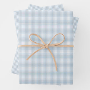 Niedlich-blaue Gingham-Karos Geschenkpapier Set