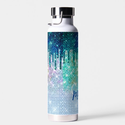 Niedlich-blaue Iridescent-Einhorn-Imitate Glitzer- Trinkflasche (Rechts)