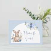 Niedlich-blaue kleine Babydusche Danke Einladung (Stehend Vorderseite)