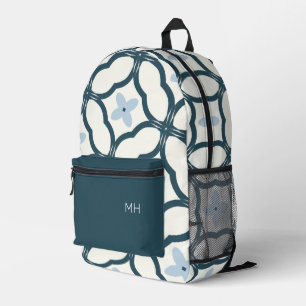 Niedlich-Blaue Mandala-Muster-Monogramm-Initialen Bedruckter Rucksack