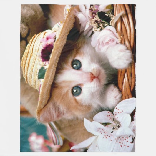 NIEDLICH BLAUE MIT AUGEN KITTEN FLEECEDECKE (Vorderseite)