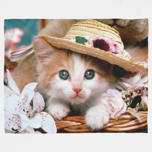 NIEDLICH BLAUE MIT AUGEN KITTEN FLEECEDECKE (Vorderseite (Horizontal))