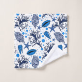 Niedlich-blaue Muschelmuster Handtuchmuster Set (Waschlappen)