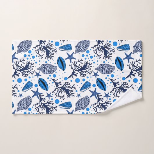 Niedlich-blaue Muschelmuster Handtuchmuster Set (Handtuch)