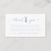 Niedlich-blaue Osterkaninchen Babydusche Danke Begleitkarte (Vorderseite)