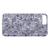 Niedlich-blaue Paisley-Muster Case-Mate iPhone Hülle (Rückseite (Horizontal))
