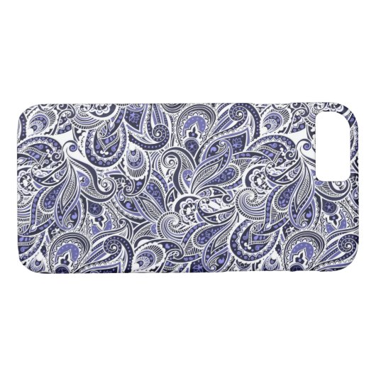 Niedlich-blaue Paisley-Muster Case-Mate iPhone Hülle (Rückseite (Horizontal))