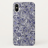 Niedlich-blaue Paisley-Muster Case-Mate iPhone Hülle (Rückseite)