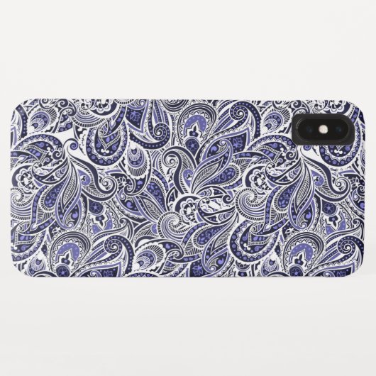 Niedlich-blaue Paisley-Muster Case-Mate iPhone Hülle (Rückseite (Horizontal))