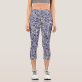 Niedlich-blaue Paisley-Muster Designlizenz pl Capri Leggings (Vorderseite)