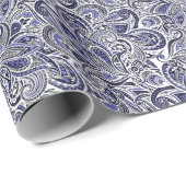 Niedlich-blaue Paisley-Muster Geschenkpapier (Rolleneckpunkt)