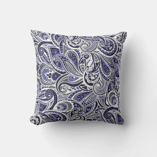 Niedlich-blaue Paisley-Muster Kissen