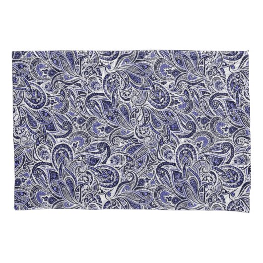 Niedlich-blaue Paisley-Muster Kissenbezug (Vorderseite-Links)