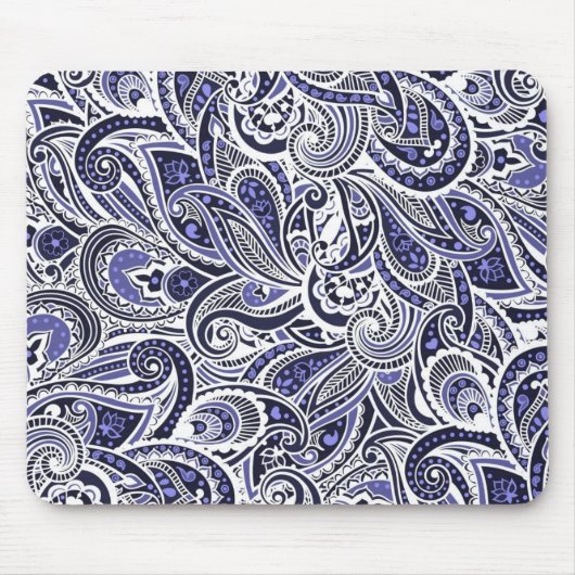 Niedlich-blaue Paisley-Muster Mousepad (Vorne)