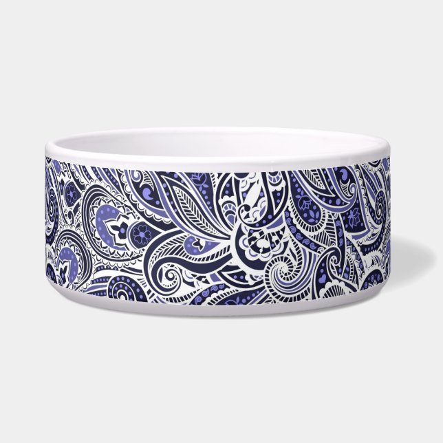 Niedlich-blaue Paisley-Muster Napf (Vorderseite)