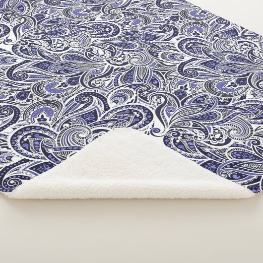 Niedlich-blaue Paisley-Muster Sherpadecke (3/4)