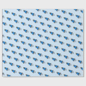 Niedlich-blaue Rakete Geschenkpapier (Flach)