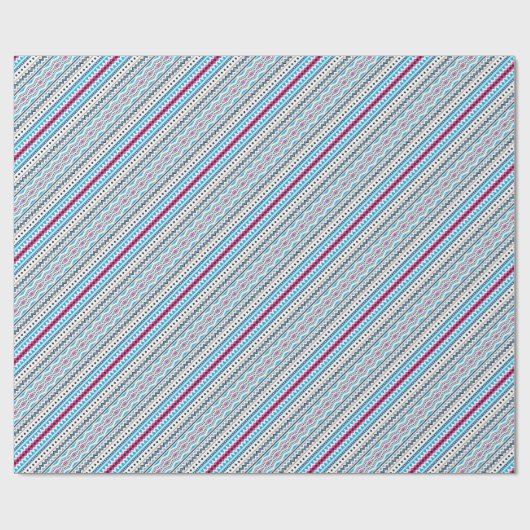 Niedlich-blaue Rosa-Stammes-Mädchen-Muster Geschenkpapier (Flach)