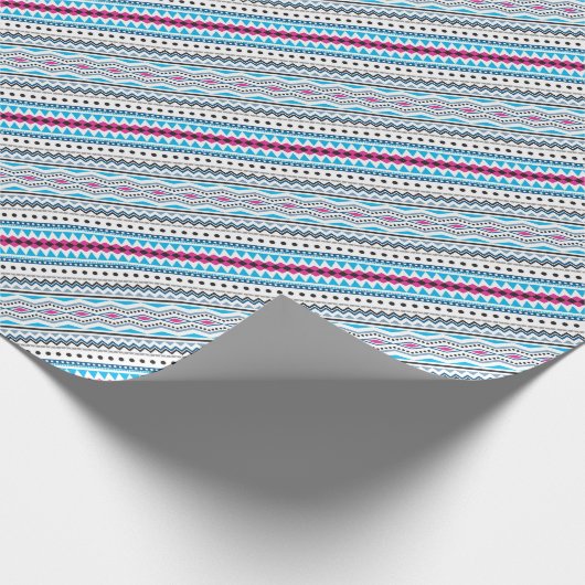 Niedlich-blaue Rosa-Stammes-Mädchen-Muster Geschenkpapier (Ecke)