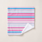 Niedlich-blaue Rosa Streifen Badhandtuch Set (Waschlappen)