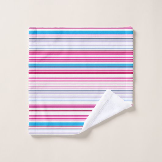 Niedlich-blaue Rosa Streifen Badhandtuch Set (Waschlappen)