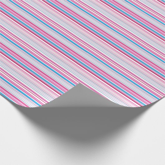 Niedlich-blaue Rosa Streifen Geschenkpapier (Ecke)