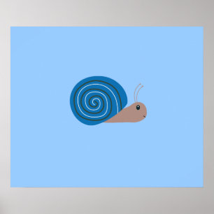Niedlich-blaue Schnecke Poster