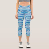 Niedlich-blaue Streifen Capri Leggings (Vorderseite)
